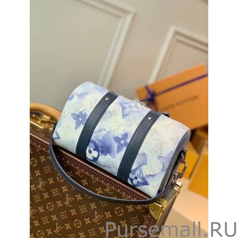City Keepall Bag Monogram Watercolor Blue M45757