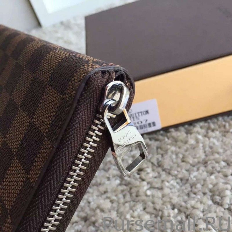 Zippy Wallet Vertical Damier Ebene Canvas N61207