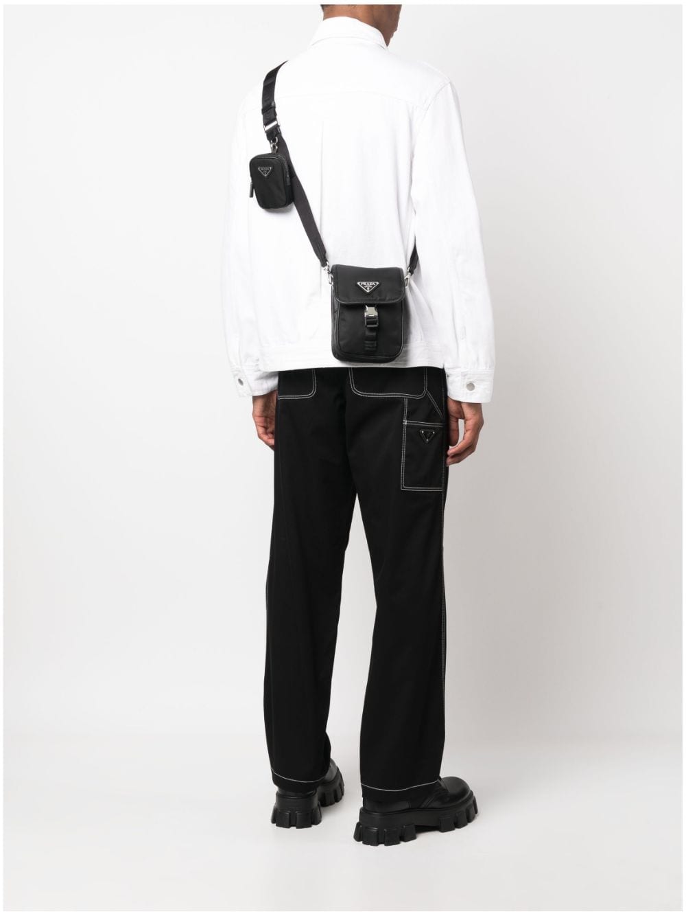 Pra*a re-nylon logo-plaque messenger bag