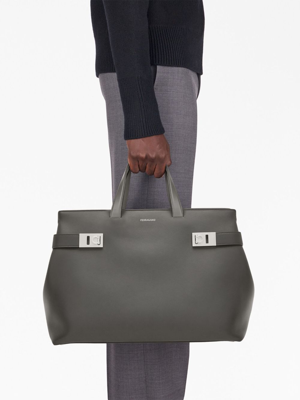 Ferragamo Gancini-buckle leather tote bag