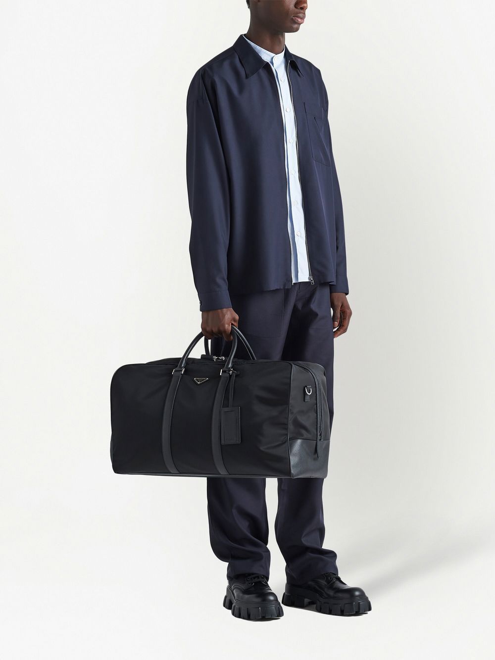 Pra*a logo-patch duffle bag
