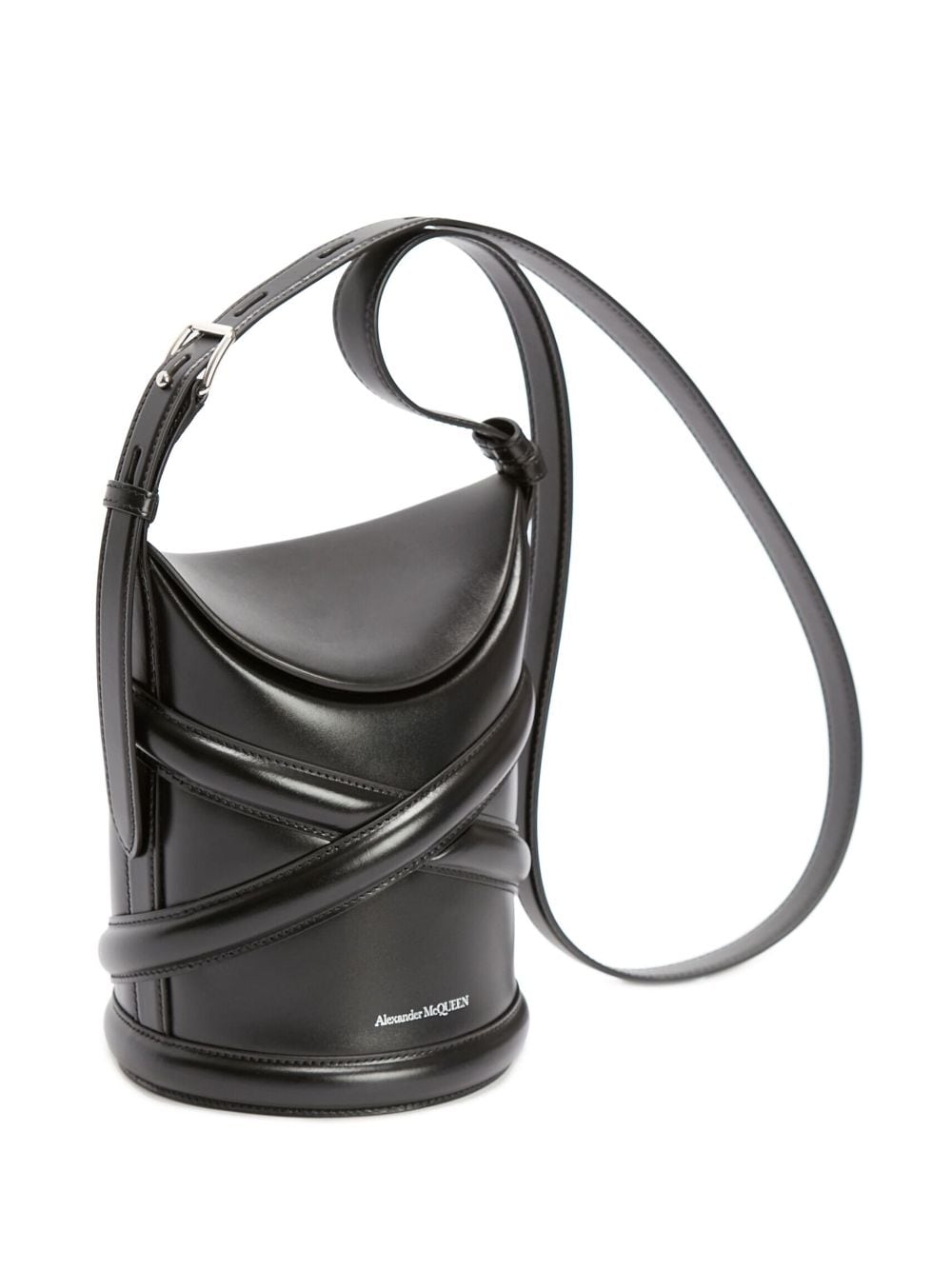 Alexander McQueen black the curve small leather cross body bag