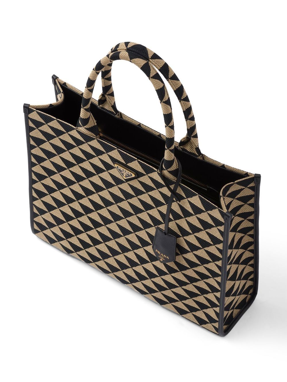 Pra*a large symbole embroidered tote bag