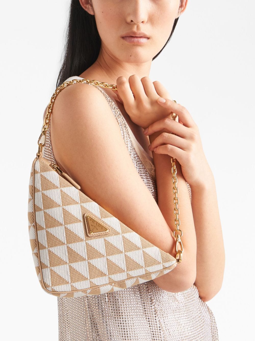 Pra*a embroidered jacquard mini bag